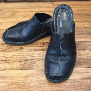 Josef Seibel Black Leather Slides Clogs Size 42